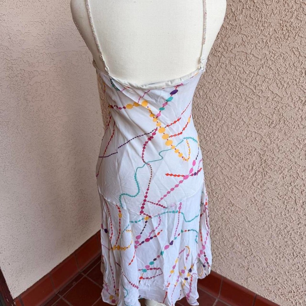 Eva Blue white beaded dress with adjustable straps - Picture 6 of 8